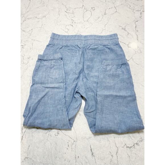 Athleta Cabo Chambray Blue Linen Jogger Size 10 - Picture 6 of 9